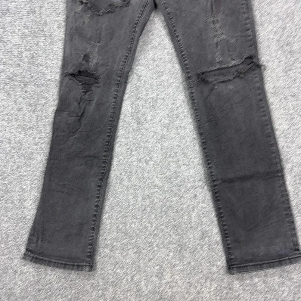 True Religion Geno Flap Relaxed Slim Jeans Mens 34x32 Black Distressed Denim